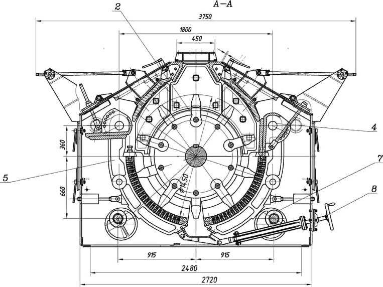 錘式破碎機幾何結構圖