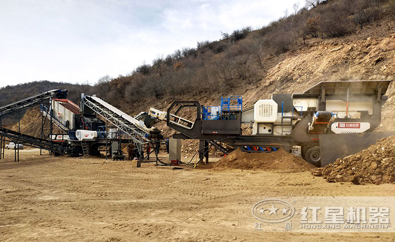 流動碎石機械設(shè)備現(xiàn)場實拍