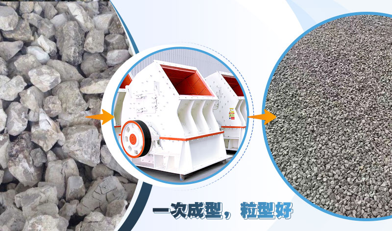 錘式破碎機(jī)可實(shí)現(xiàn)一次成型，粒形好，整齊度高