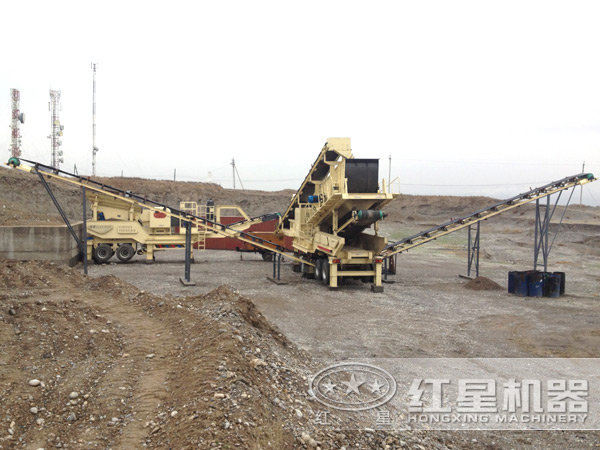 建筑垃圾移動破碎機(jī)生產(chǎn)現(xiàn)場